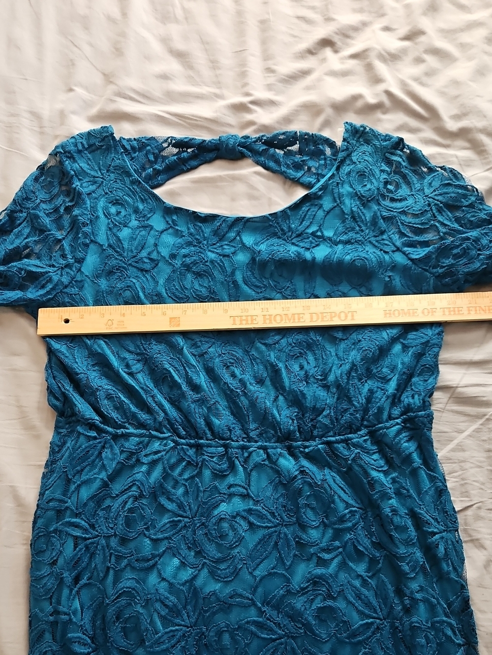 Teal Blue Lace Midi Dress - Picture 5 of 8
